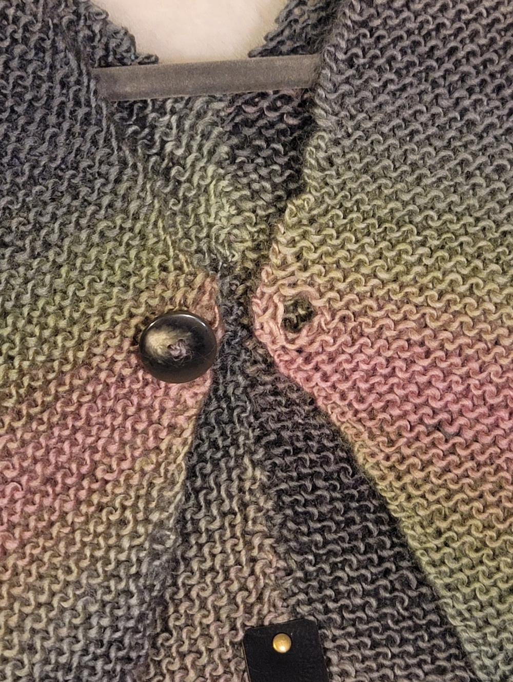 Hand-Knit Multicolor Garter Stitch Baby Sweater Vest - Picture 5 of 7
